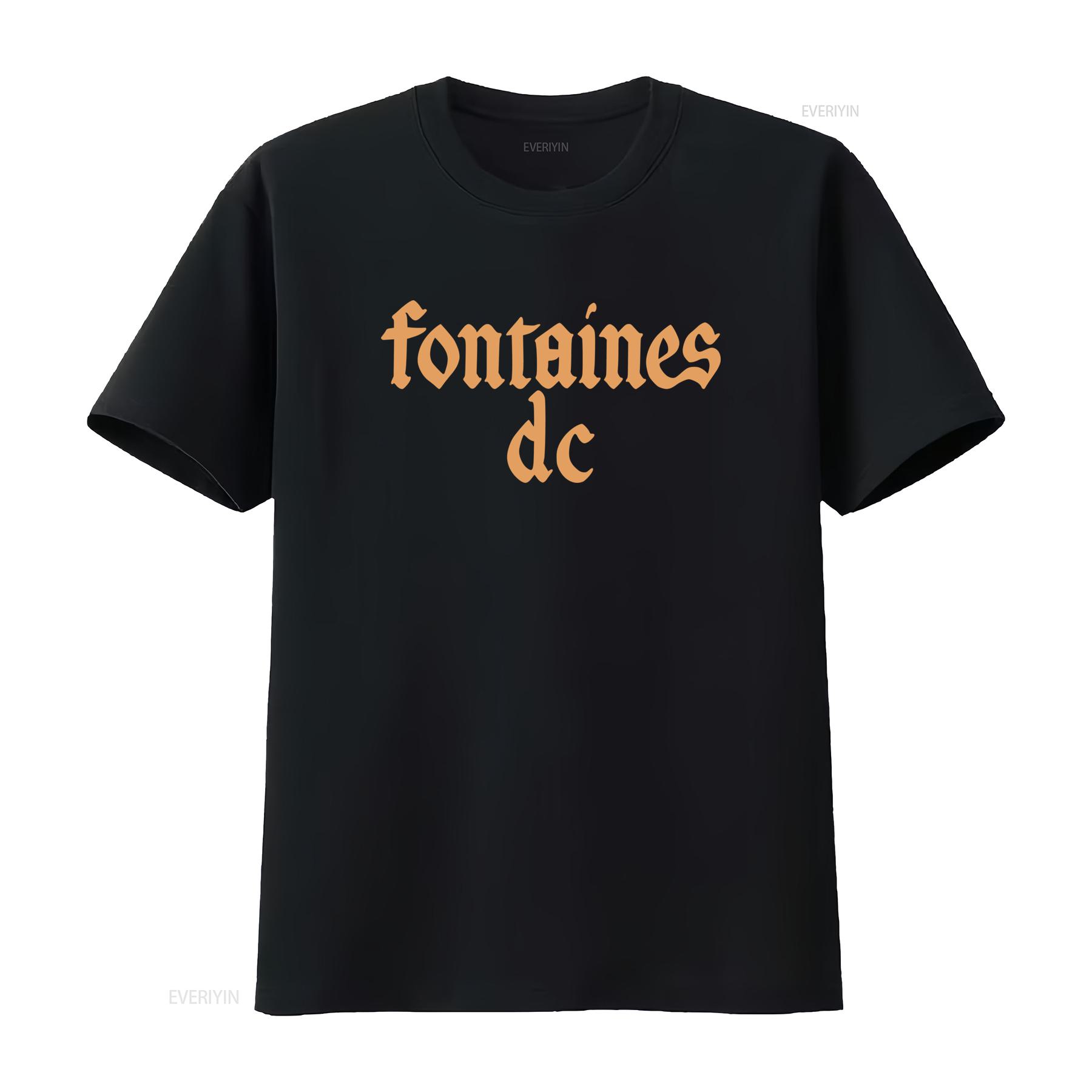 

Fontaines D C Gothic Logo Black T Shirt New Official Band Merch vintage Washed fashion streetwear Soft designer clothes 4XL
