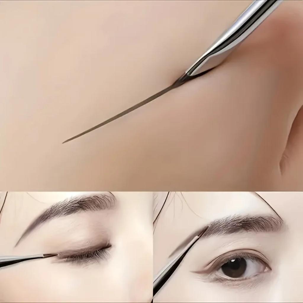 2pcs Eye Shadow Brush Ultra Thin Sickle Diagonal Makeup Brush Horizontal Silkworm Brush Eyebrow Brush