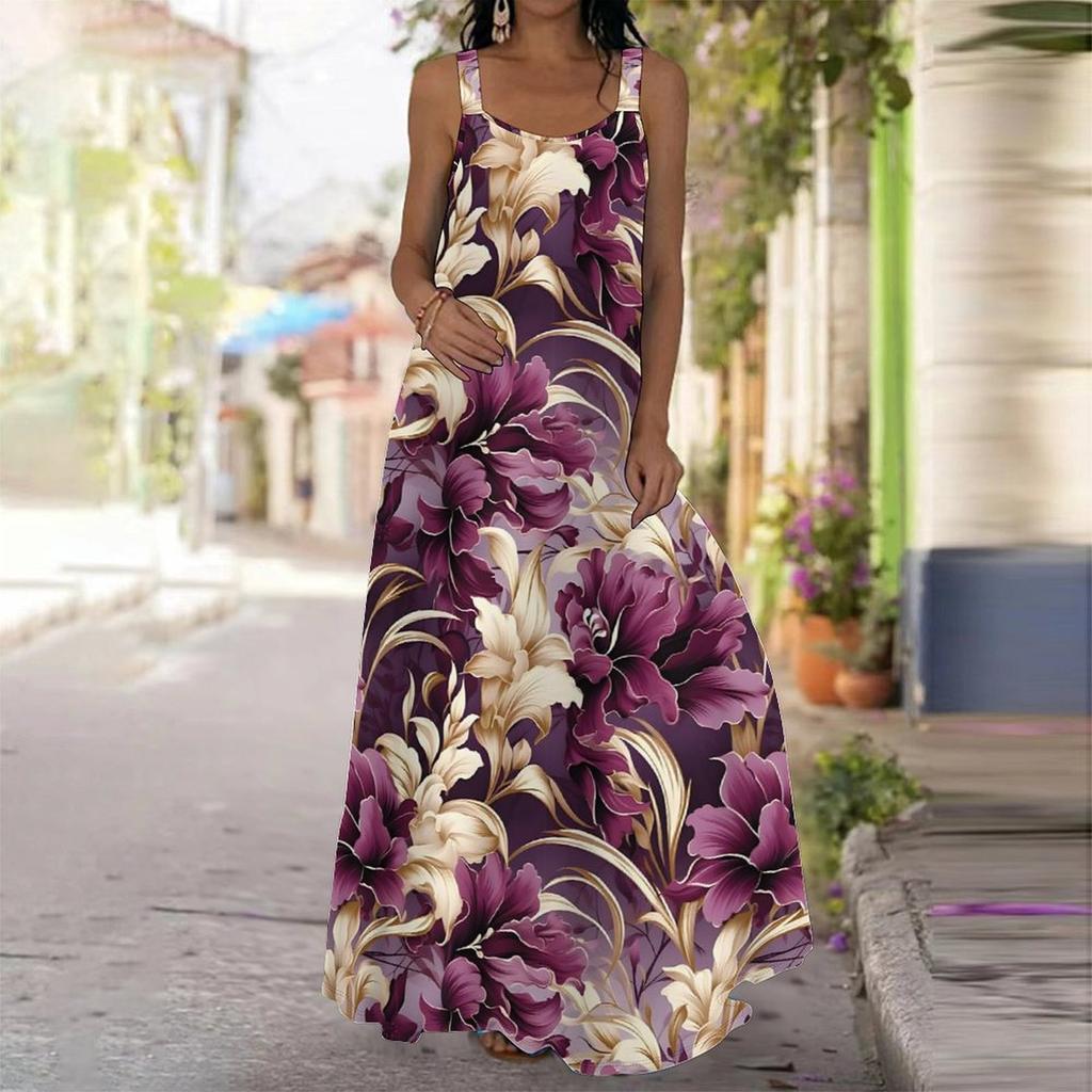 Women's Slip Dress Maxi Long Dress Flower Pattern Print Dress Spring & Summer Leisure Vacation