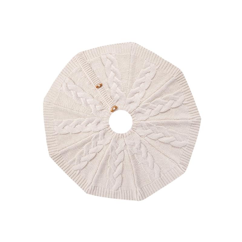 Vit Stickad Julgranskjol Trädstamskydd 61/92 cm Diameter med Knäppning Högtidsrumsdekorationer