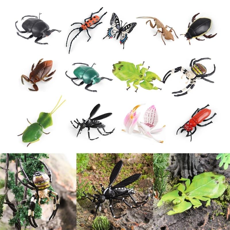 Simulation Insect Small Animal Toy Mosquitoes OrchidsMantis SpadeBeetle Simulation Animal Model Home Garden Ornaments