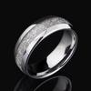 8mm Width Meteorite Stone Pattern Inlaid Silver Color Tungsten Steel Ring Couple Wedding Band Engagement Jewelry