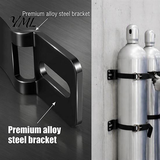 RV Propane Tank Mount Holder, Heavy Duty Steel Wall Mounted Gas Bottle Fixing Bracket, Cylinder Rack Adjustable Ratchet Strap And Screws Holder