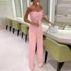 Women's Fashion Casual Feather Top Breast Sexy Sleeveless Jumpsuits
