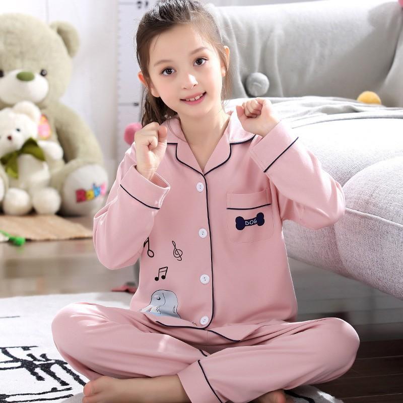 Girls Cotton Pajama Set Long Sleeve Hoodie Style Sleepwear Kids 8-14 Years Winter Home Wear