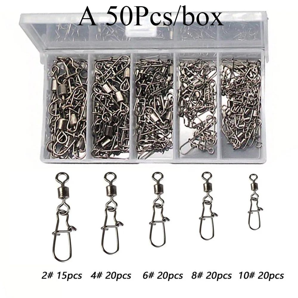 

95/210 PCS Set Fishing Connector Gear Kit 2-10# Stainless Steel Pin Bearing Rolling Swivel Snap For Lure Hook Tackle Accessories 260319 as option picture золотистый