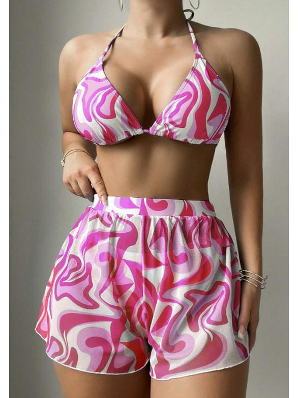 

Европейский и американский сексуальный купальник-бикини из трех частей с принтом - Женский купальник-бандаж для отпуска L