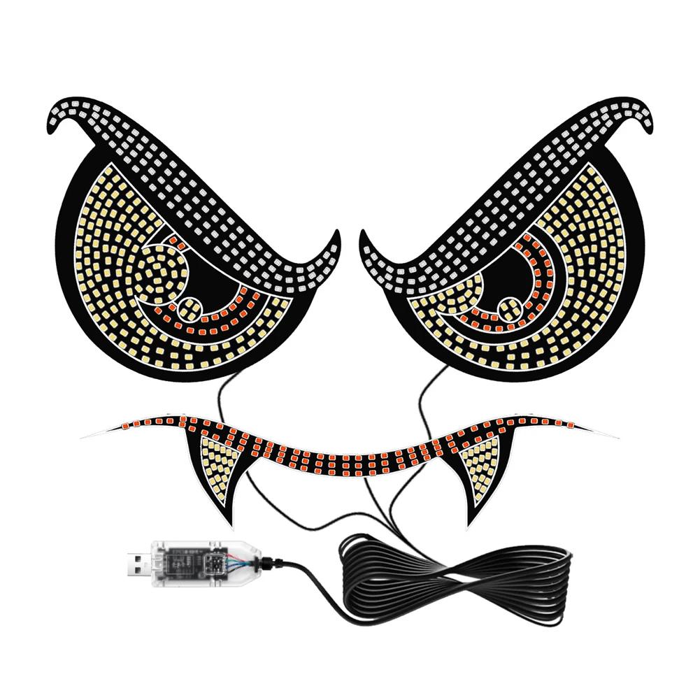 1pcs Devil's Eye Vampire Car LED Display Decorative Light 11 Mode Personalized Modification Atmosphere Warning Light 5V