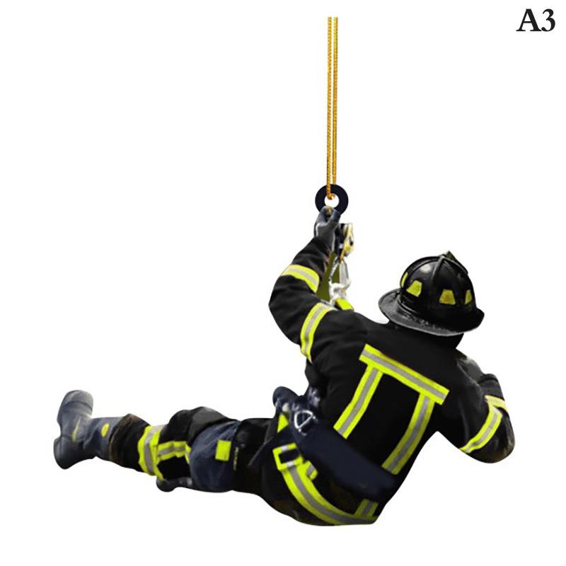 2D Christmas Firefighter Pendant Christmas Pendant Dwarf Car Pendant Statue Craft Party Accessories Decoration new year 2025