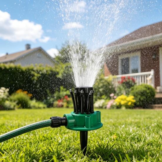 360-Graden Dekking Tuinsproeier, Verstelbare Flexibele Spuitkoppen, Automatisch Roterende Grassproeier, Tuinslang Sproeier met Steekvoet voor Gazon