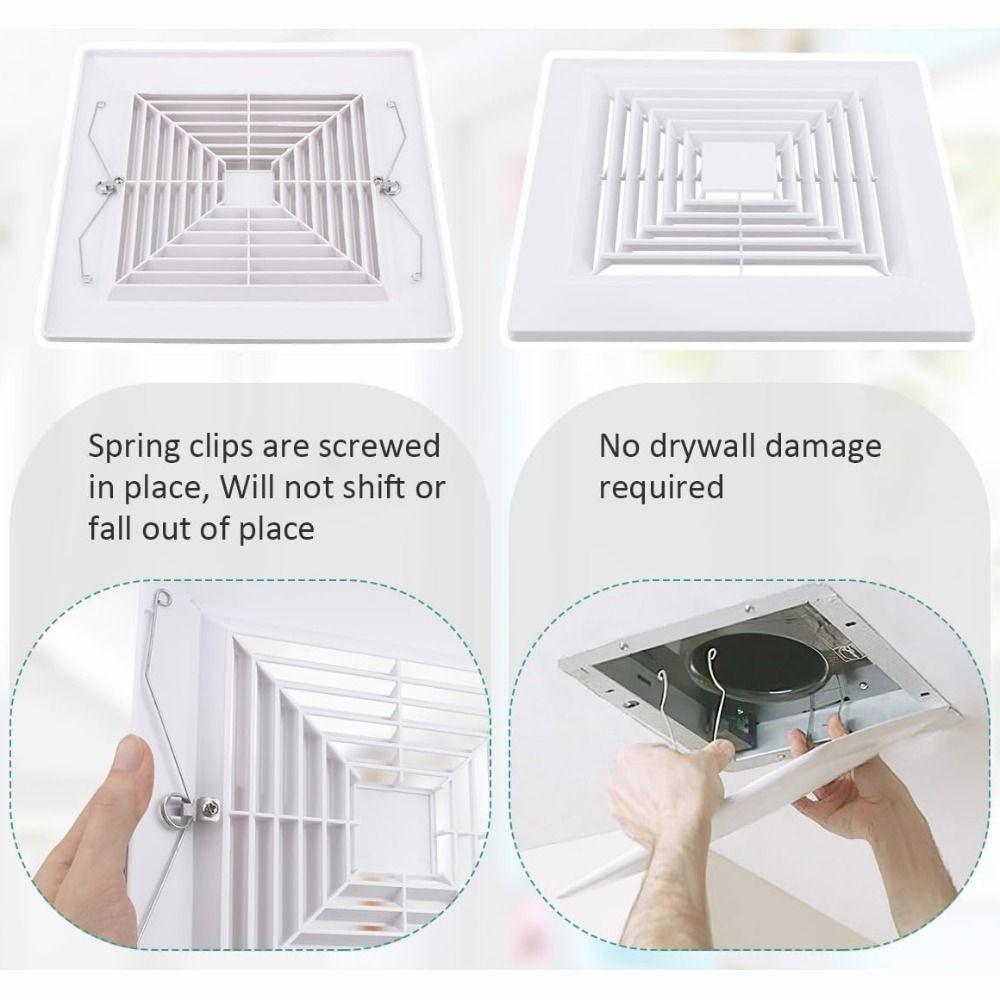 New With Spring Exhaust Fan Cover Square White Mounted Grille Diverter Ventilation Hood Ceiling or Wall