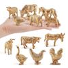 12 Pcs Poultry Animal Figures Simulation Model Golden Figurine Statue Chicken DuckGoose Cattle Educational Toys