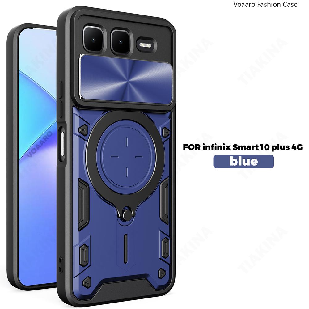 Slide Lens Armor Funda for Infinix Smart 10 Plus 4G Case for Infinix Smart 10 Plus 4G Case Magnetic Ring Stand Holder Cover Capa