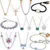 925 Silver Four-Leaf Clover Butterfly Star Moon Heart Necklace Bracelet For Women Jewelry Valentine's Day Gift
