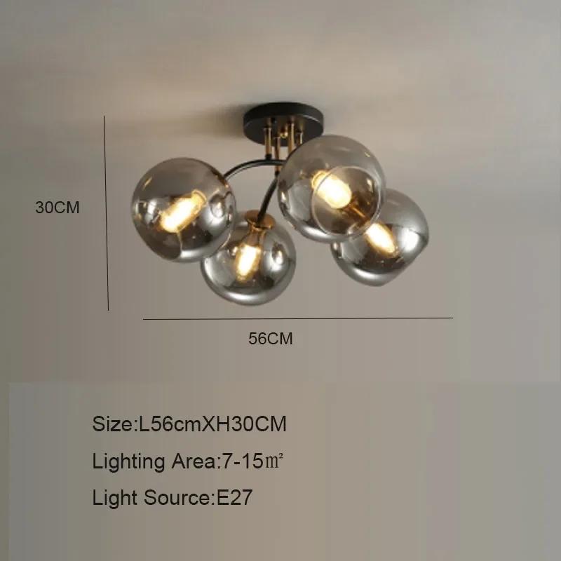 

Промышленные ретро светодиодные потолочные светильники прозрачный дымчатый серый стеклянный абажур дизайн черный золотой спальня декор люстра свет Without bulb