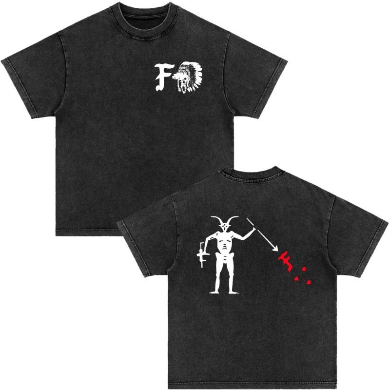Forward Observations Group Be Seeing You Washed Vintage T-shirt Skeleton Graphic Punk Gothic T-Shirts Men Women Oversized Tshirt