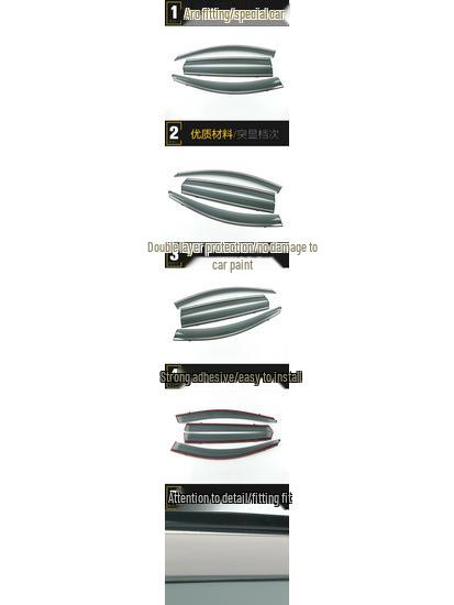 3D Stainless Steel Rain Deflector Trim for Cowin X5: 17 Models Compatible - Bright Strip PC Plastic Shield