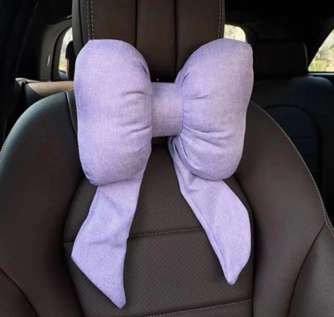

Bowknot Pillows Car Seat Neck Rest Pillow Kawaii Car Headrest Lumbar Back Neck Pillow Cushion Car Accessories Wome Waist Rest