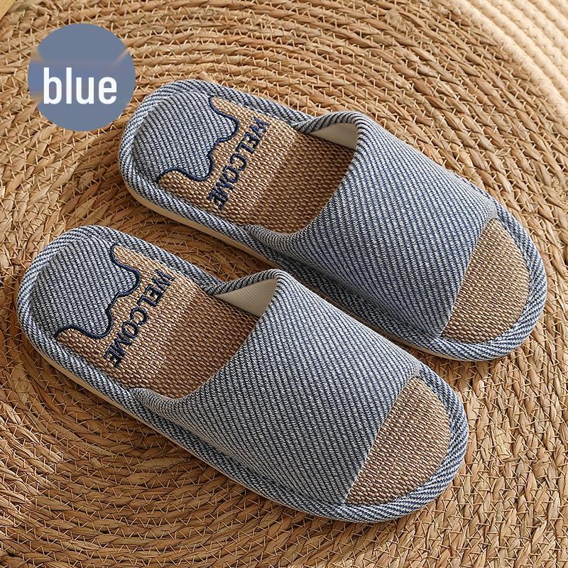 Four Seasons Cotton Linen Indoor Slippers - Thick-Soled, Unisex and Comfortable for Spring, Summer, and Autumn.