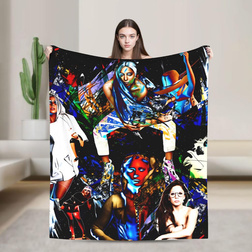 Lady Gaga Legendary singer  Flannel Blankets  Super Warm Throw Blanket for Couch Bed Picnic Pattern Bedspread Sofa Bed Cover