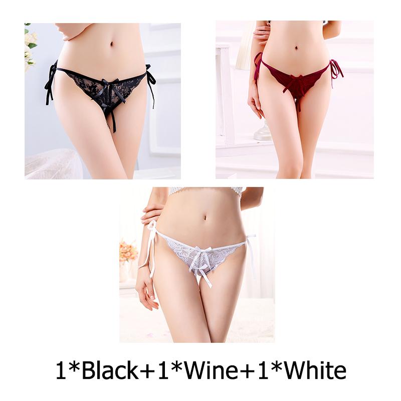 Sexy G-string T Panties Female Underwear Lace Thongs Women's Pants Sexy Pearl panties Erotic Women Crotchless panties plus size