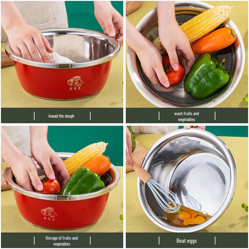 Set med risvätt- och durkslagsskålar i rostfritt stål