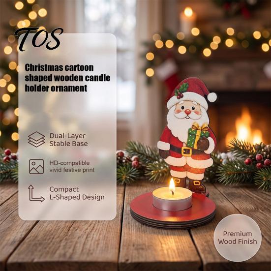 Creative Holiday Gifts for Friends Wooden Christmas Tealight Candle Holder, Santa Snowman Angel Reindeer Fireplace Mantle Decor Figurine, Tabletop