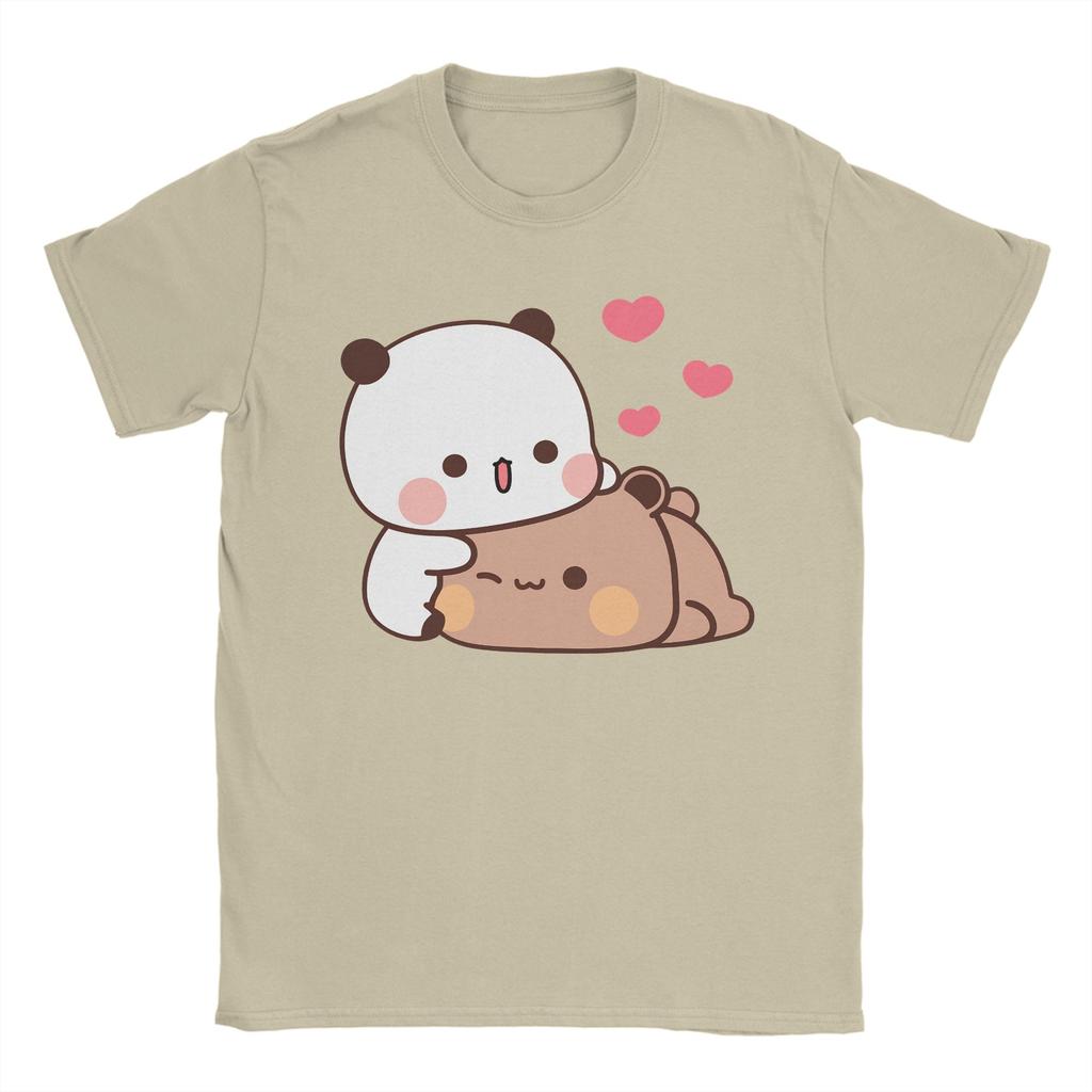 Panda Bear Bubu and Dudu TShirt for Men  Humor Cotton Tee Shirt Round Neck Short Sleeve T Shirts 4XL 5XL Tops