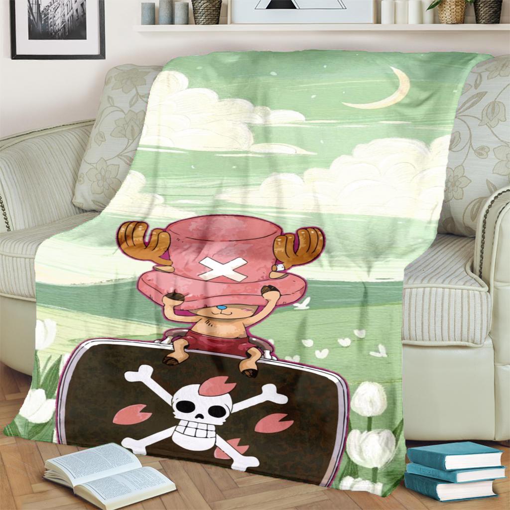 "ONE PIECE" Flannel Blanket Soft Warm Print for Bedrooms, Sofas, Chairs, Picnics and Travel