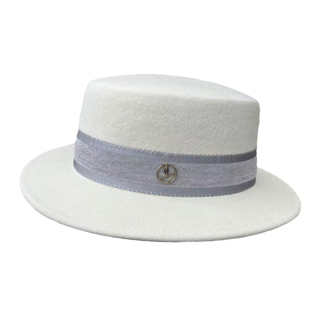 Hepburn Style Fashion Versatile Flat Hat Autumn and Winter Australian Wool Hat Women's Outdoor Leisure Tide Street Shot Top Hat