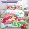 3pcs Custom Name Strawberry Shortcake Bedding Set Duvet Cover Closure Includes 1 Duvet Cover & 2 Pillowcases, Soft and Comfortable for All Seasons.