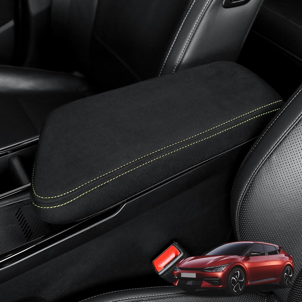 For Kia EV6 -2025 Black Grey Anti-Slip Soft Leather Car Center Console Armrest Pad Cover LHD LHD For Black