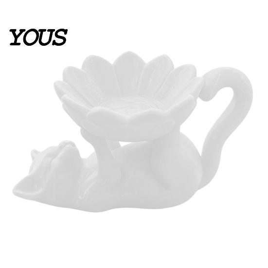Unique Home Decor 3D Printed Lazy Lying Cat Lotus Jewelry Tray, Cute Figurine Office Desk Storage Trinket Dish, Desktop Catchall for Rings Earrings