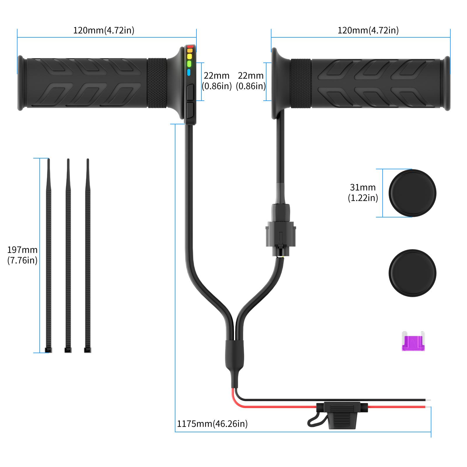 

1 Pair 12V 22mm Motorcycle Heated Grips 5-Gear Temperature Adjustable Electric Heating Handle Universal Motorcycle Hot Grips чорний