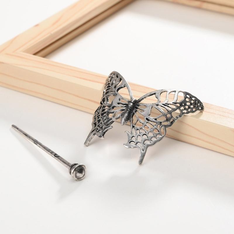 Vintage Butterfly Hair Claw Decoration For Women Inspire By Culture With Silver Plating and Crescent Shape Daily Use