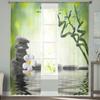 Orchideensteine Bambus Zen Tüllvorhänge für Wohnzimmer Schlafzimmer Dekoration Modern Chiffon Transparent Voile Küchenfenstervorhang