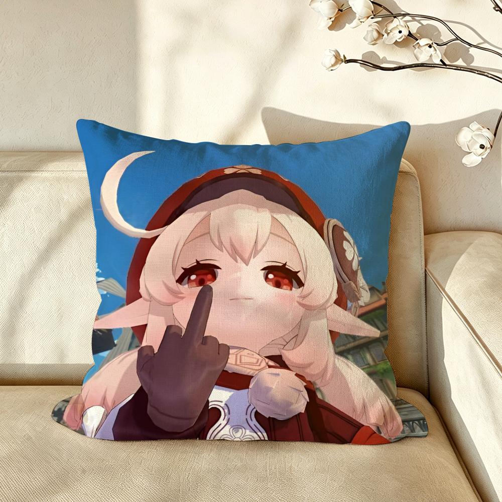 Game GGenshinIImpact Cushion Cover Pillow Case Antidustmite Pillowcase Silky Short Plush Sofa Cushion Cover hot