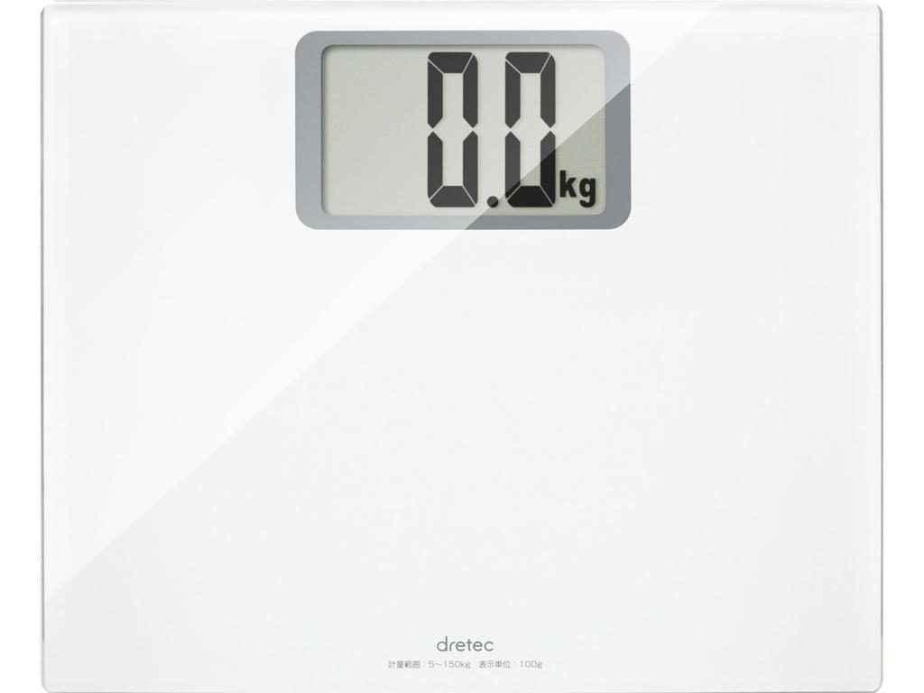 dretec (Dretec) Digital Body Scale, Slim, Large Screen, Grande BS-163WT (White)
