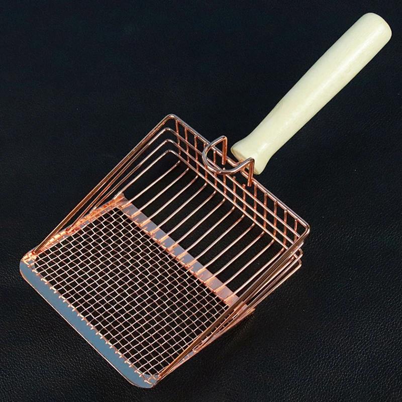 Cat Litter Scoop with Ergonomic Handle & Hook Durable Metal Fine Mesh Sifter Shovel Cat Waste Cleaning Tools for Cat Litter Box