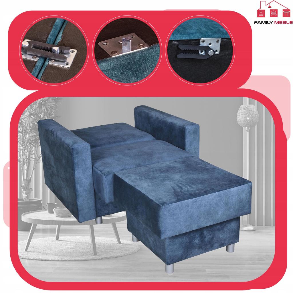 Entspannungsmöbelset Alicja Ausklappsofa Sofa Sessel Family Möbel Marineblau