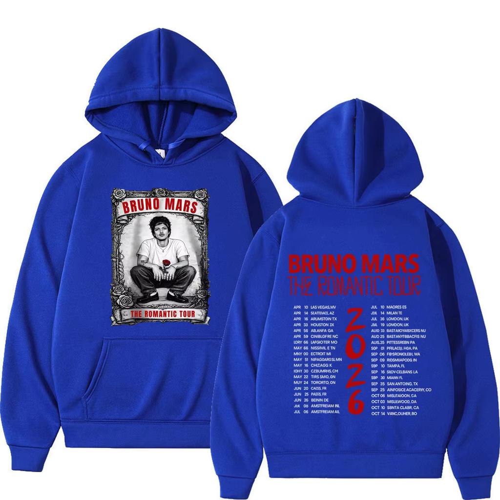 Bruno Mars The Romantic Tour 2026 Print Hoodie Man Woman Vintage Sweatshirt Winter Loose Casual Long Hoodie