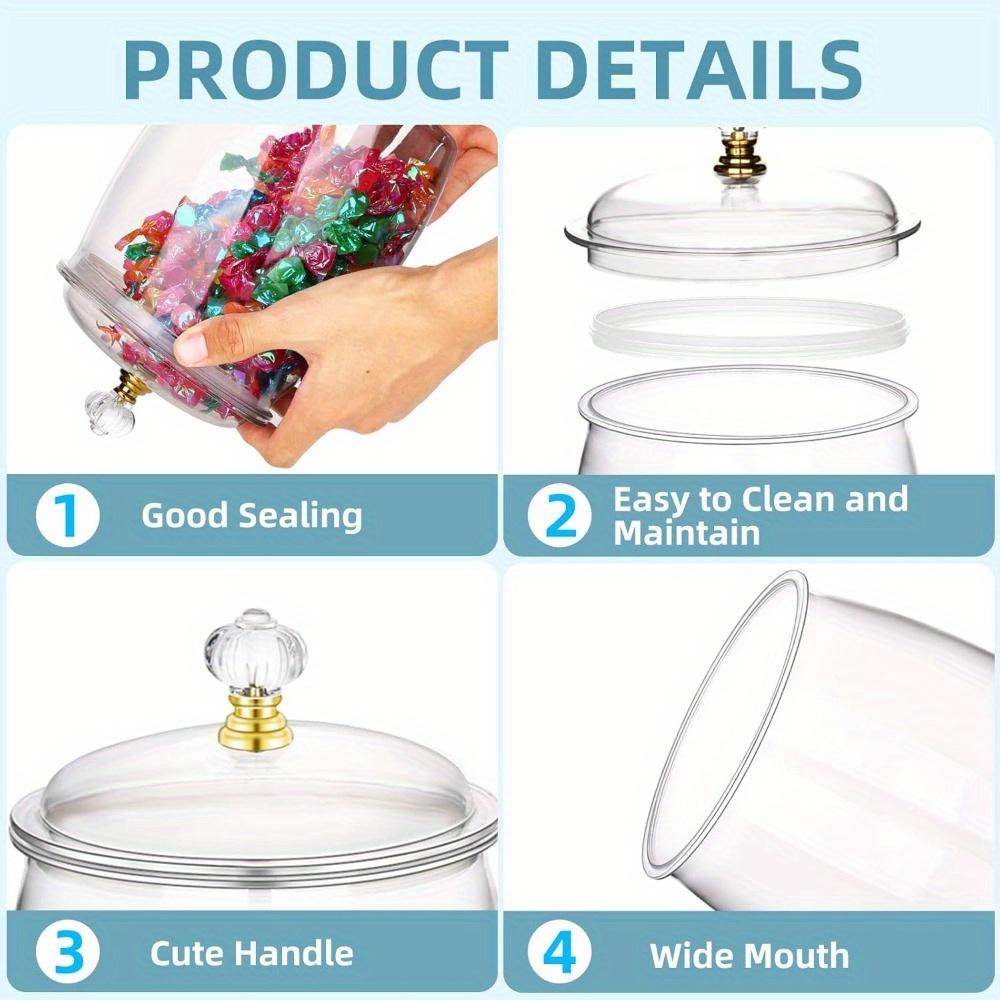 2pcs Candy Jars With Lids&Spoons 1/ 2Gallon Clear Plastic Cookie Container Large Airtight Apothecary Storage