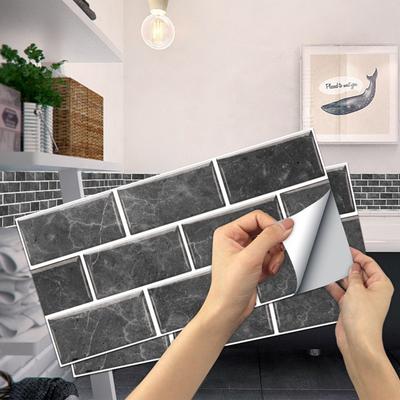 6pcs Self-Adhesive Waterproof Pvc Detachable Tile Sticker Retro Emerald Wall Stickers Kitchen And Bedroom Decorative Wallpaper
