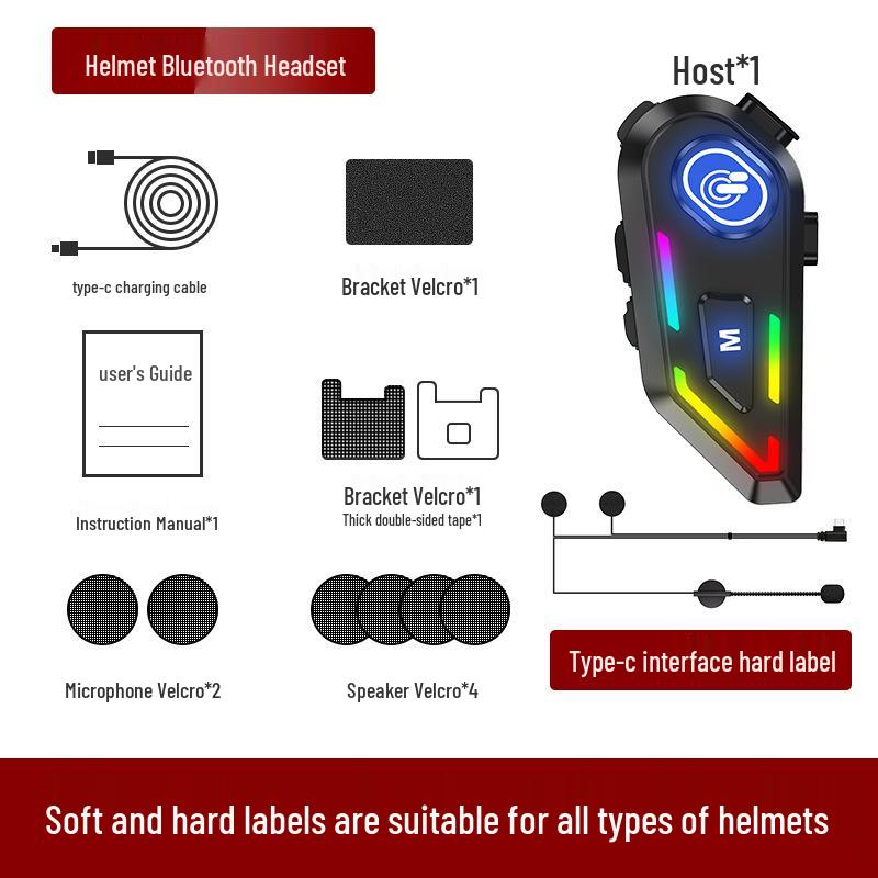 Waterproof Bluetooth Motorcycle Helmet Earphones with Noise Cancelling & Multi-person Intercom