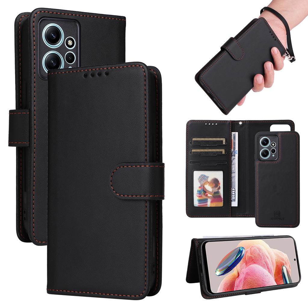 For Xiaomi Redmi Note 12 4G Magnetic Case BETOPNICE Detachable PU Leather Phone Cover with Strap