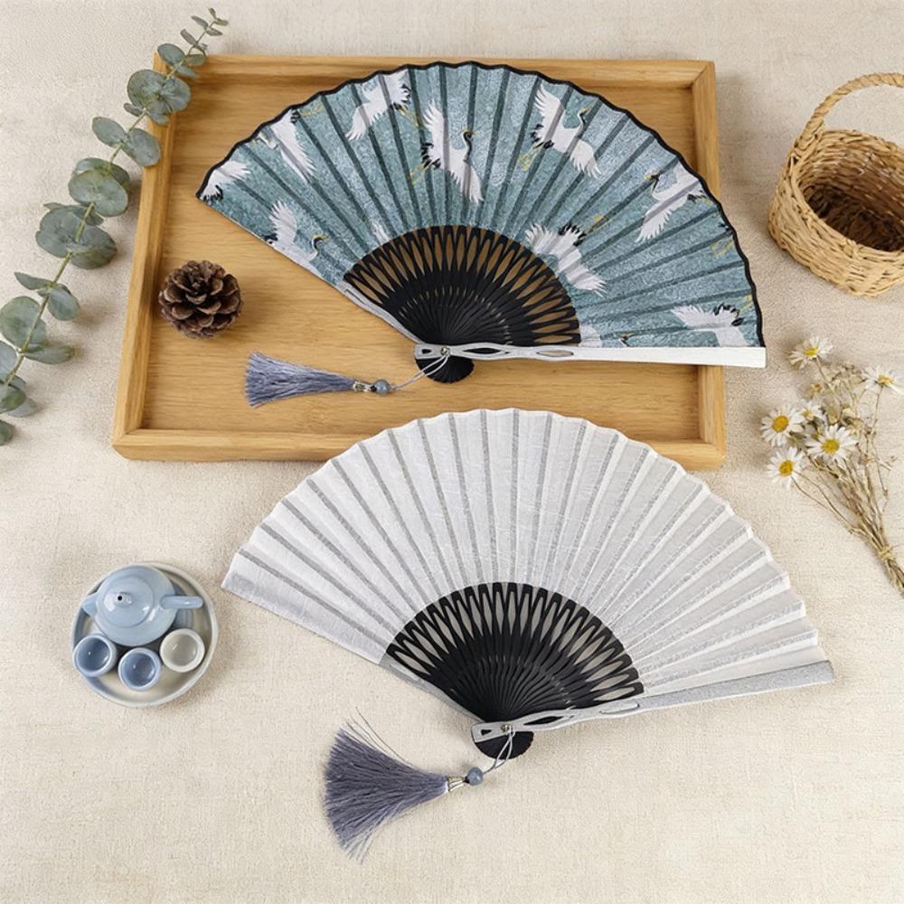 Vintage Summer Hand Fan Fabric Fan Dance Fan High-end Chinese Style Folding Fan  Home