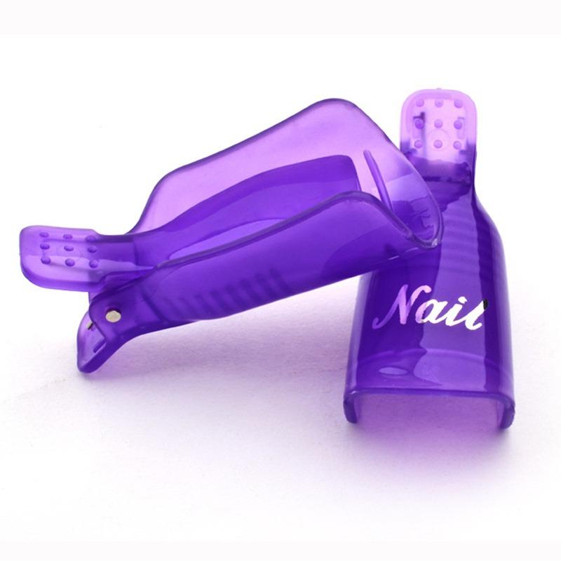 10 Stück/Beutel Nagel Acryl Entferner Clip zum Entfernen von UV LED Gel Lack Lila Rosa Maniküre Werkzeuge Nagelzubehör für Profis