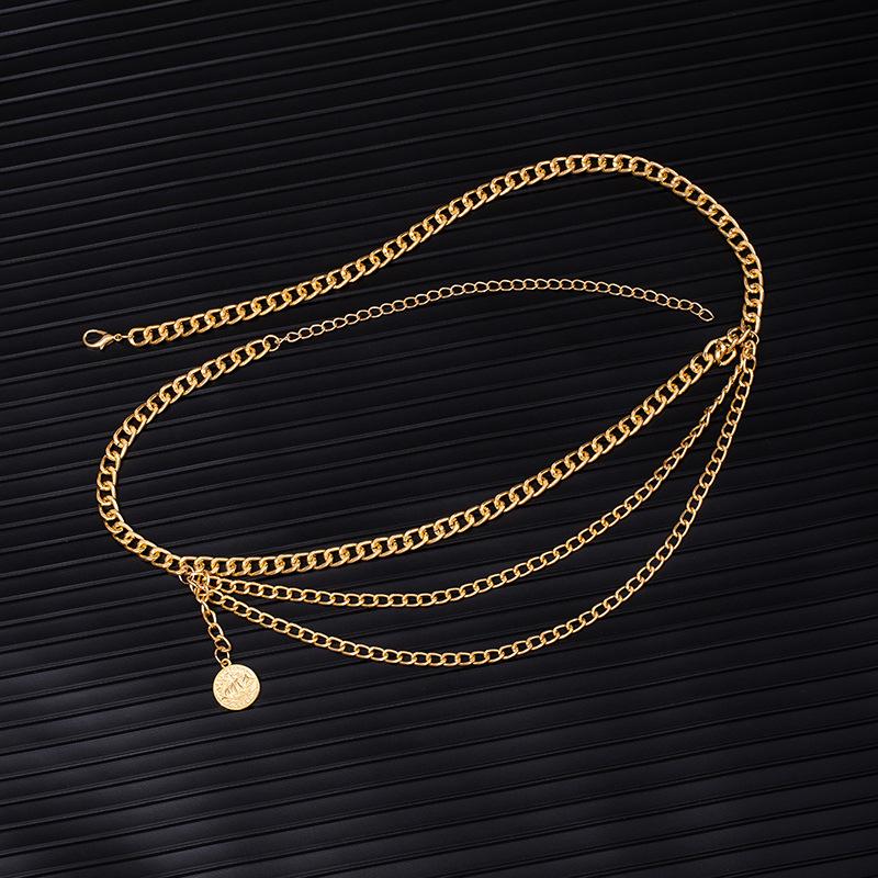 Multi-Layer Waist Chain Women'S Personality Simple Portrait Coin Pendant Body Chain Dress Waist Accessories