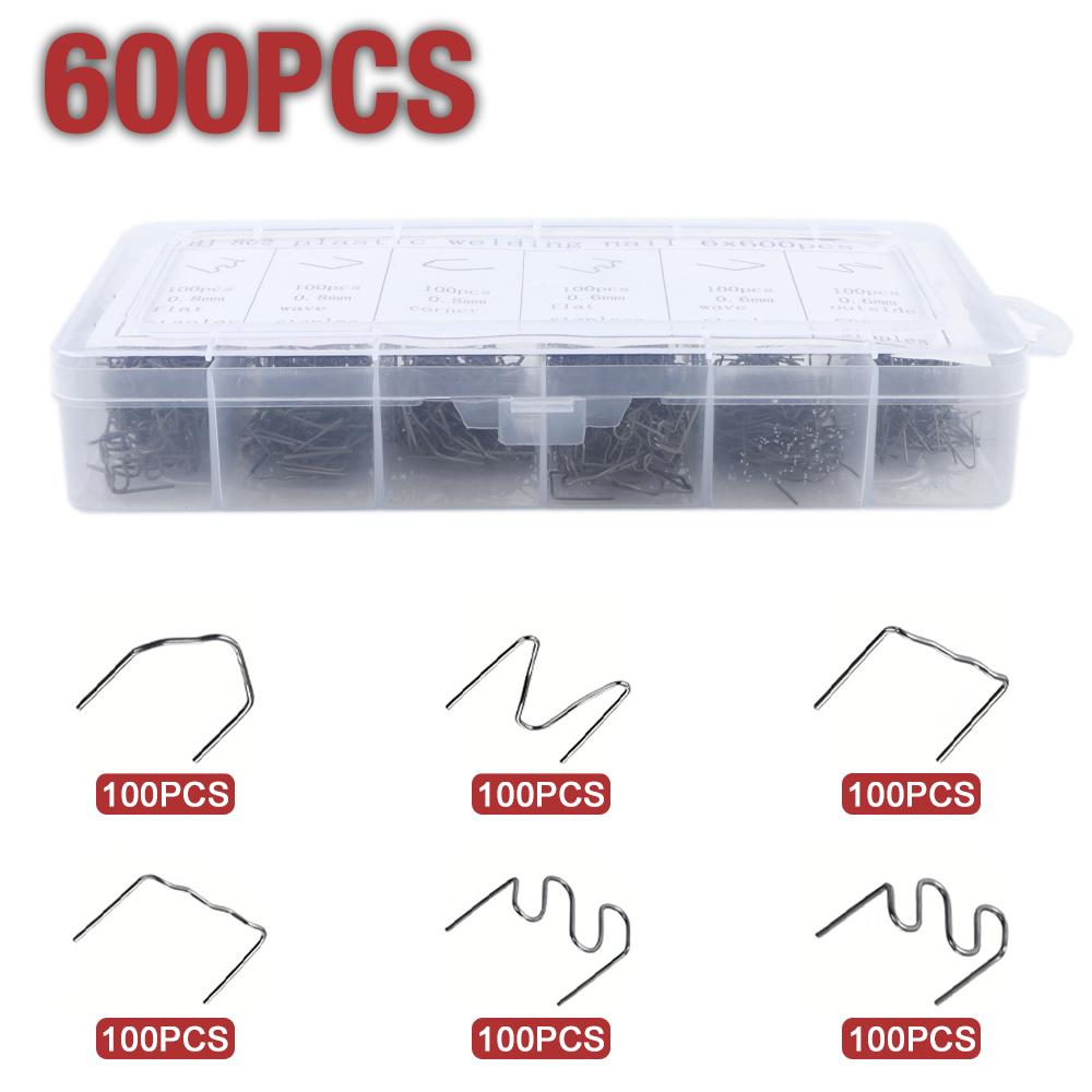 600PCS Hot Stapler Staples for Plastic Welder, Car Bumper Repair Welding Wire, Plastic Welding Tools, 0.6/0.8mm Hot Welding Nail
