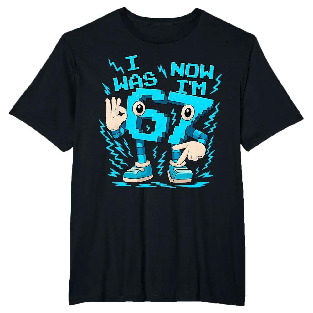 Ich war 6, jetzt bin ich 7 Geburtstag Heiß verkaufendes Bedrucktes Kinder Kurzarm Freizeit Rundhals Oberteil Sommer Polyester Stoff T-Shirt